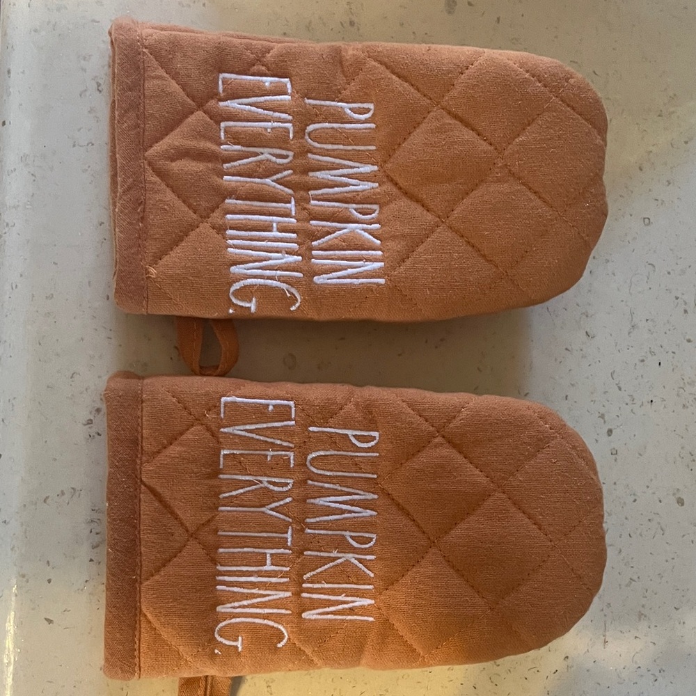 Rae Dunn Quilted Orange Oven Mitts